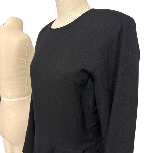 Vintage Spenser Jeremy Black Wool Long Sleeve Midi Dress Size 10 Made In USA LBD - Picture 7 of 14